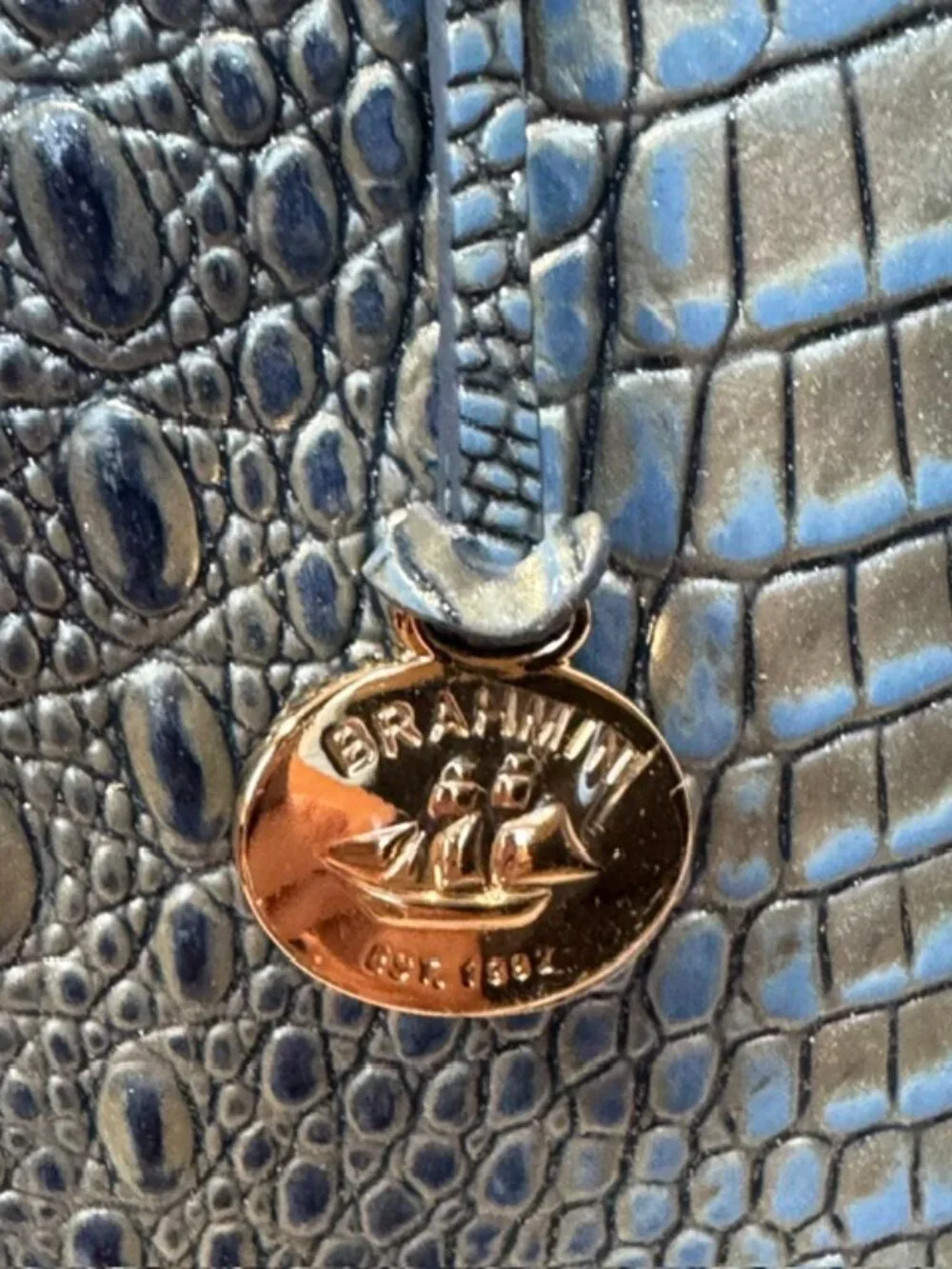 Brahmin Large Duxbury Satchel Serenity Ombre Blue Melbourne Leather NWT